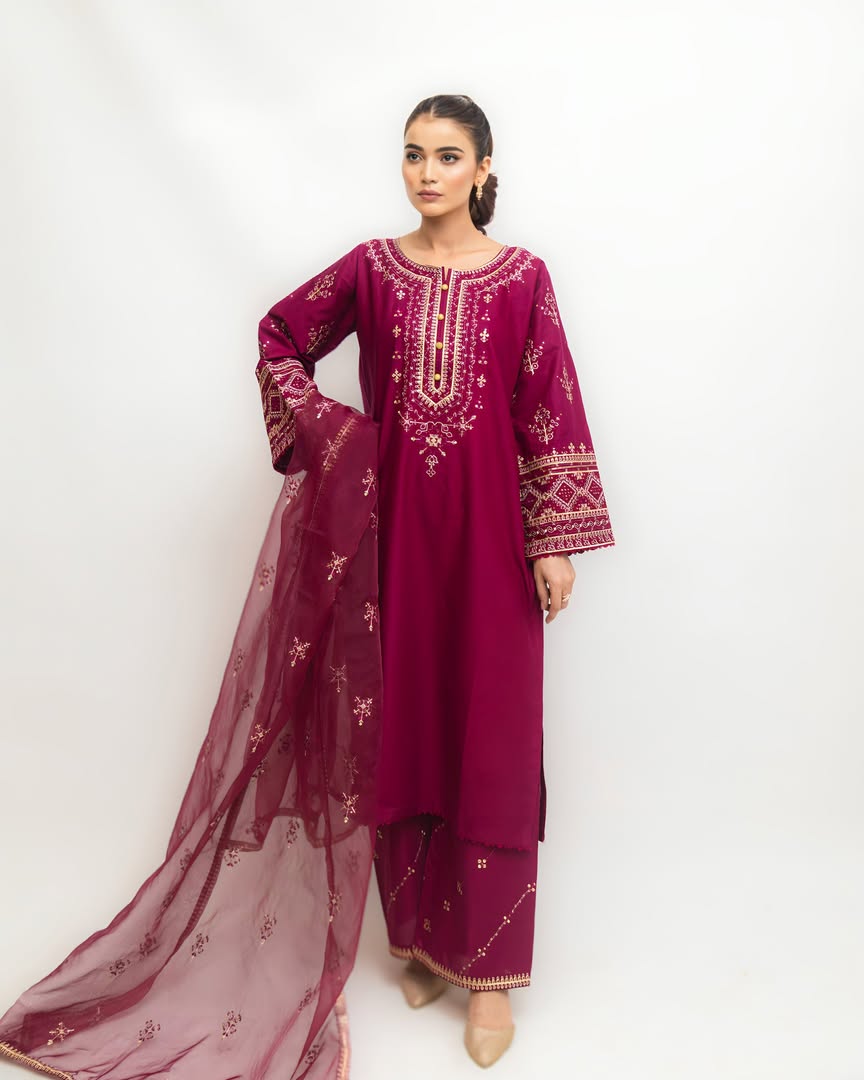 Tea Pink (Embroided 3 PCs)