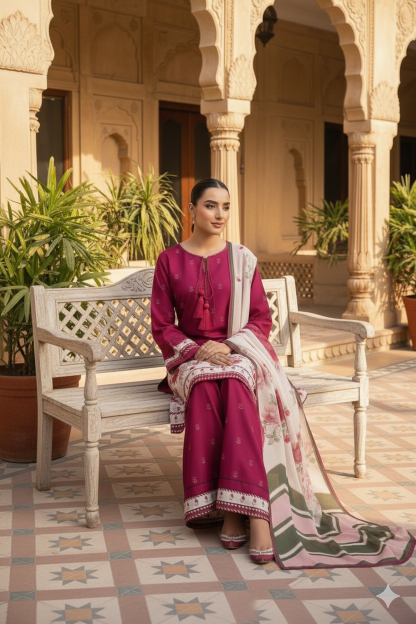 Monochrome (Stitched 3 Pcs)