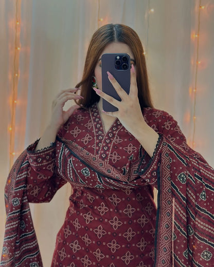 Ajrak Mehroon (Farshi Shlwar) Digital 3 PCs