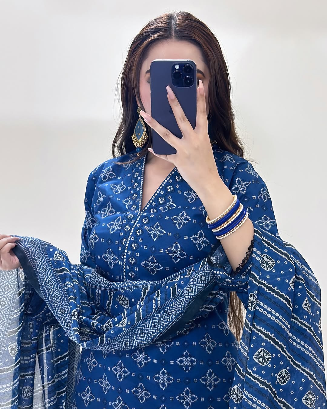 Ajrak Blue (Farshi Shlwar) Digital 3 PCs