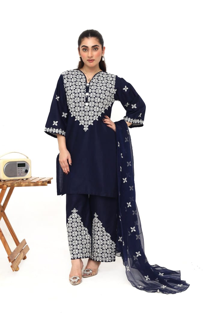 Midnight  – 3 Piece Embroidered Linen